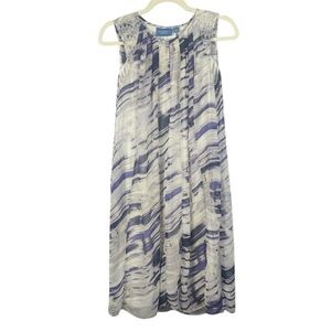 Simply Vera by Vera Wang Petite Small White Purple Swing Dress Lined Pockets